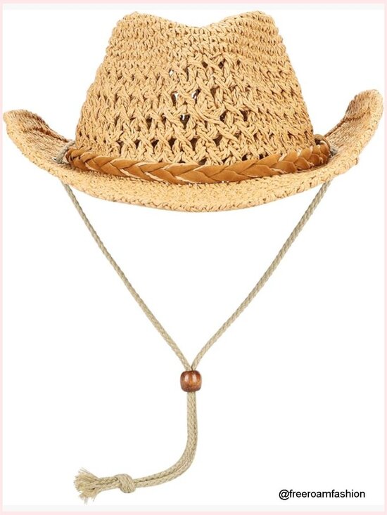 Wide Brim Cowboy Hat Shapeable Straw Sun Hat for Men Women